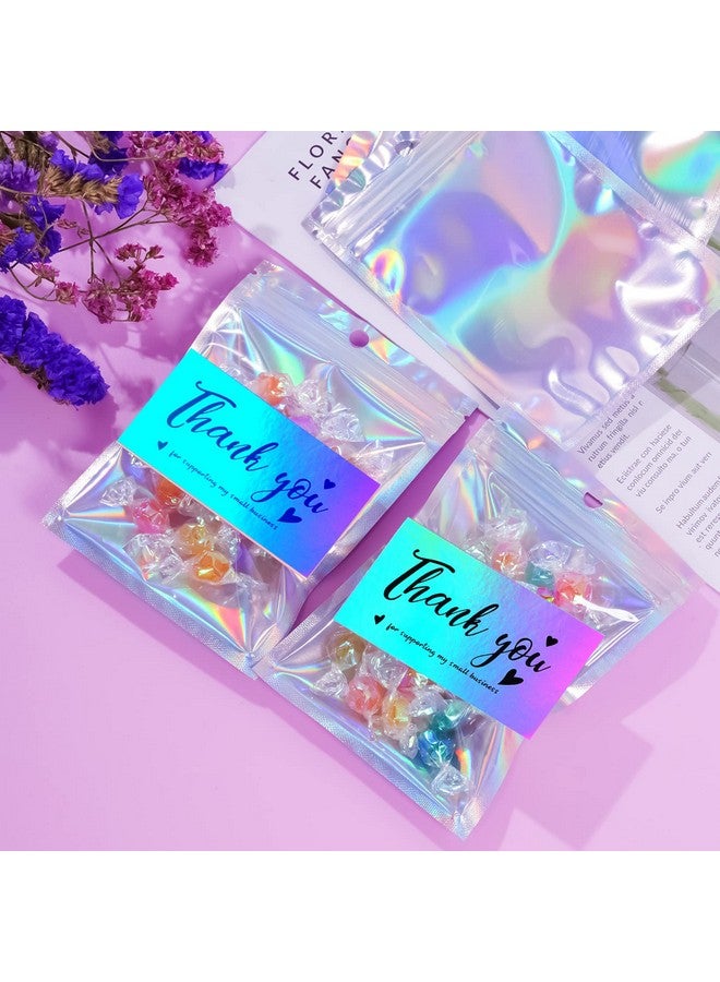 Poualss 630 Pieces Thank You Cards And Stickers Set With 30Pcs Resealable Packaging Bag 500Pcs Small Business Roll Stickers 100Pcs Thank You Business Card For Business (Holographic) - Image 4