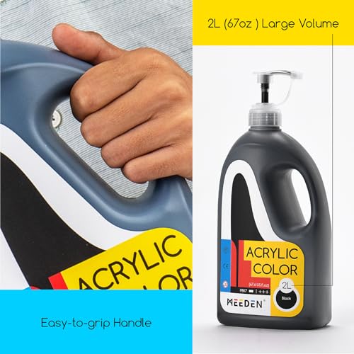 MEEDEN Black Acrylic Paint: Extra-Large 2L /67 oz Black Liquid Paint - Perfect for Acrylic Poured Paintings, Studio, Art Class, Wall Painting & Painting Party - Image 2