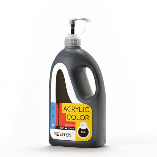 MEEDEN Black Acrylic Paint: Extra-Large 2L /67 oz Black Liquid Paint - Perfect for Acrylic Poured Paintings, Studio, Art Class, Wall Painting & Painting Party - Image 1