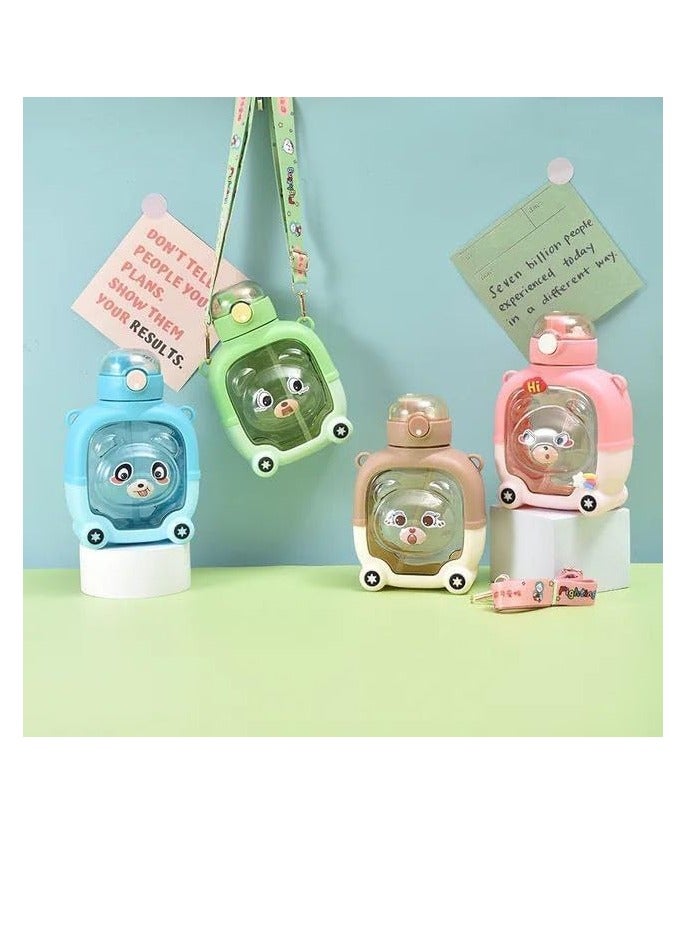Emoji Drinking Bottle For Kids And Adults Boys And Girls, 1000Ml School Bottle With Free Straw, Strap And Stickers, Blue Color - Image 3