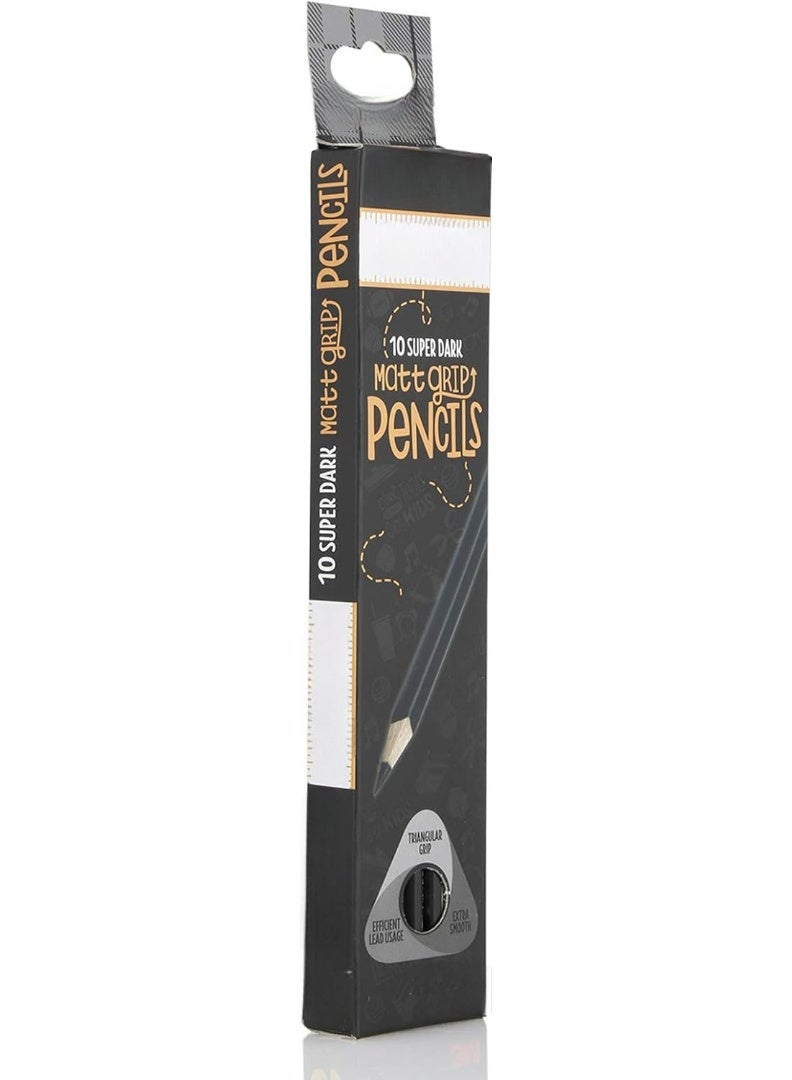 Matt Grip Pencils 10 Pieces super dark