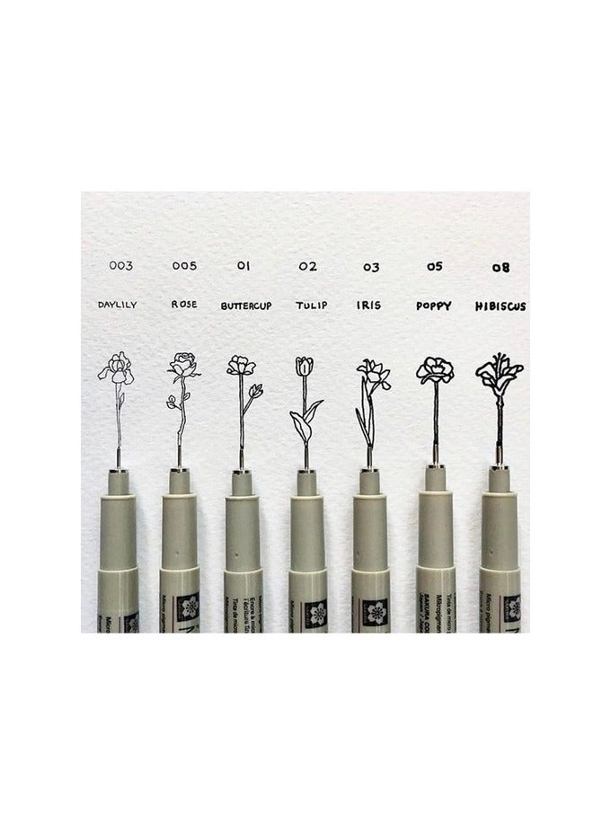 Sakura Pigma Black Pen Set, 6 Sizes - Image 2
