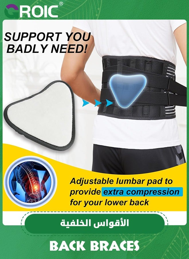 GROIC Back Brace for Lower Back, with Lumbar Pad 360° Support Back Brace, Breathable & Adjustable Back Support for Disc Herniation, Sciatica, Scoliosis, Sedentary, Heavy Lifting, Large (37.4''-45.2'') - Image 2