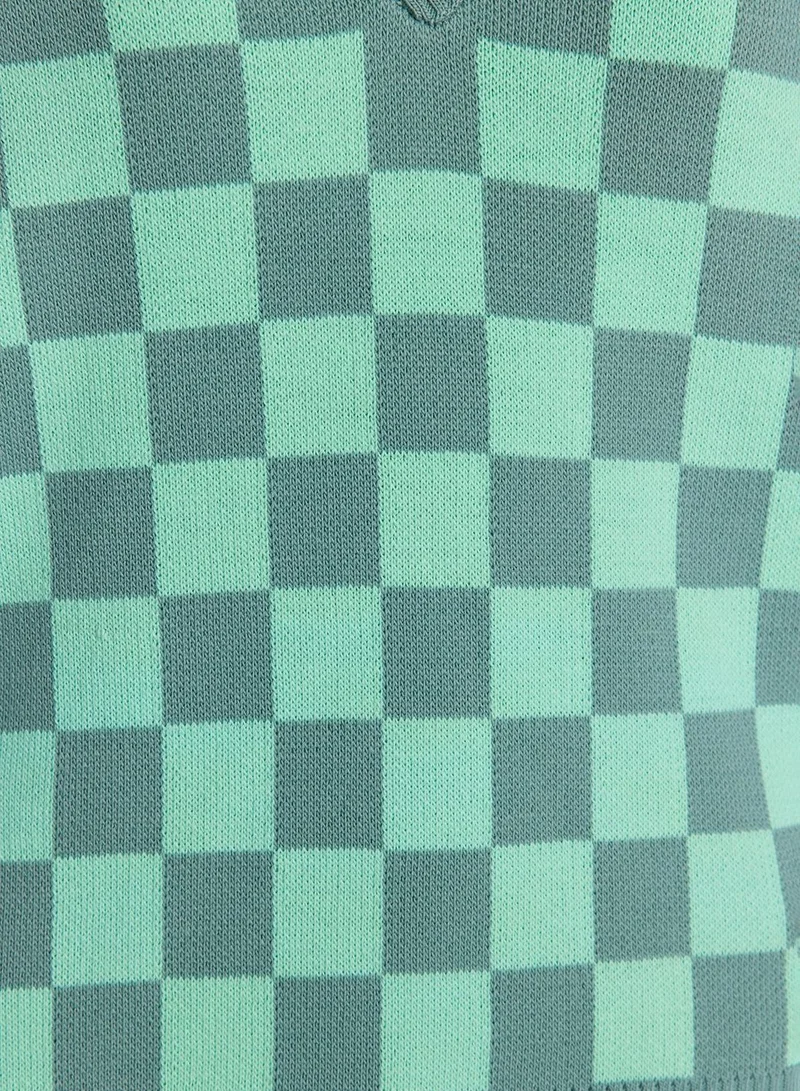 trendyol V-Neck Checked Sweater