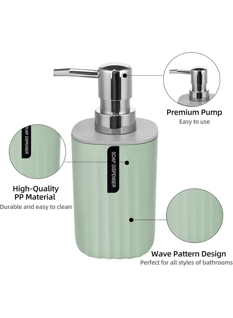 Bathroom Accessory Set,4-Piece Bathroom Decor Set,Soap Dish,Soap Dispenser,Toothbrush Cup,Mini Trash Can with Lid,Bathroom Accessories Set Complete with Small Desktop Trash Can(Green) - Image 4