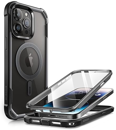 I-blason iBlason Ares Magnetic for iPhone 15 Pro Max Case MagSafe with Builtin Screen Protector MilitaryGrade Protection Clear Slim FullBody Shockproof Bumper Phone Case for iPhone 15 Pro Max Black - Image 1