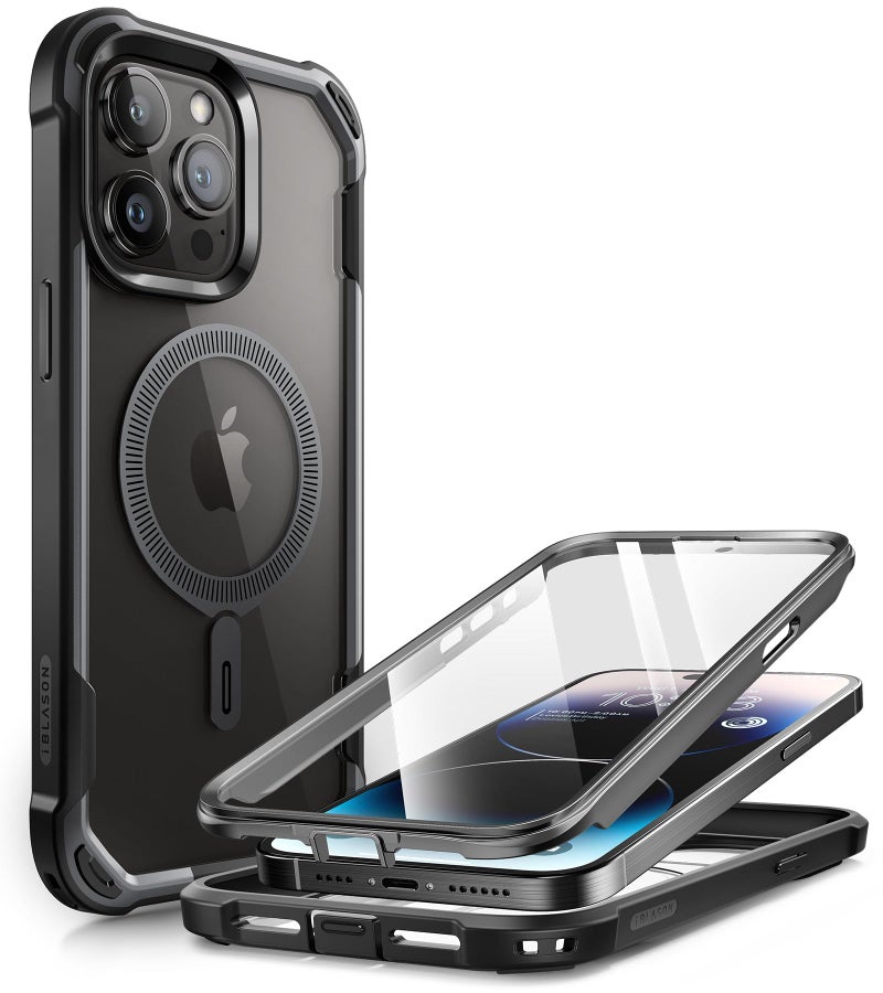 I-blason iBlason Ares Magnetic for iPhone 15 Pro Max Case MagSafe with Builtin Screen Protector MilitaryGrade Protection Clear Slim FullBody Shockproof Bumper Phone Case for iPhone 15 Pro Max Black - Image 2