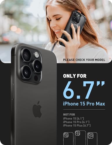 I-blason iBlason Ares Magnetic for iPhone 15 Pro Max Case MagSafe with Builtin Screen Protector MilitaryGrade Protection Clear Slim FullBody Shockproof Bumper Phone Case for iPhone 15 Pro Max Black - Image 3