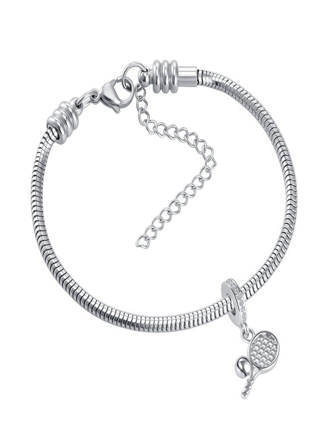 QeenseKc Tennis Ball Racket Pendant Charm Sport Travel Bead for Pandora Charm Bracelet - Image 5