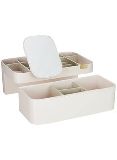 Joseph Joseph Joseph Joseph 75005 Viva Makeup Cosmetic Storage Organizer with Drawer, Large with Mirror, Shell  - Image 3