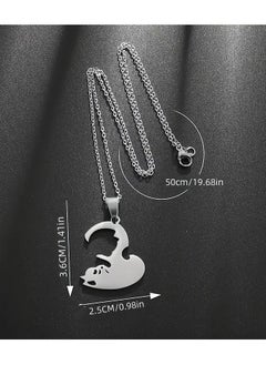 Goolsky 2pcs Cat Pendant Stainless Steel Necklace Splicing Women's Girl Fashion Couple Necklace Friend Jewelry Gift  - Image 2