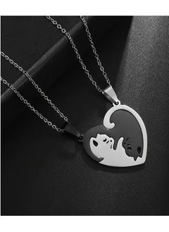 Goolsky 2pcs Cat Pendant Stainless Steel Necklace Splicing Women's Girl Fashion Couple Necklace Friend Jewelry Gift  - Image 4