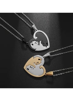 Goolsky 2pcs Cat Pendant Stainless Steel Necklace Splicing Women's Girl Fashion Couple Necklace Friend Jewelry Gift  - Image 5
