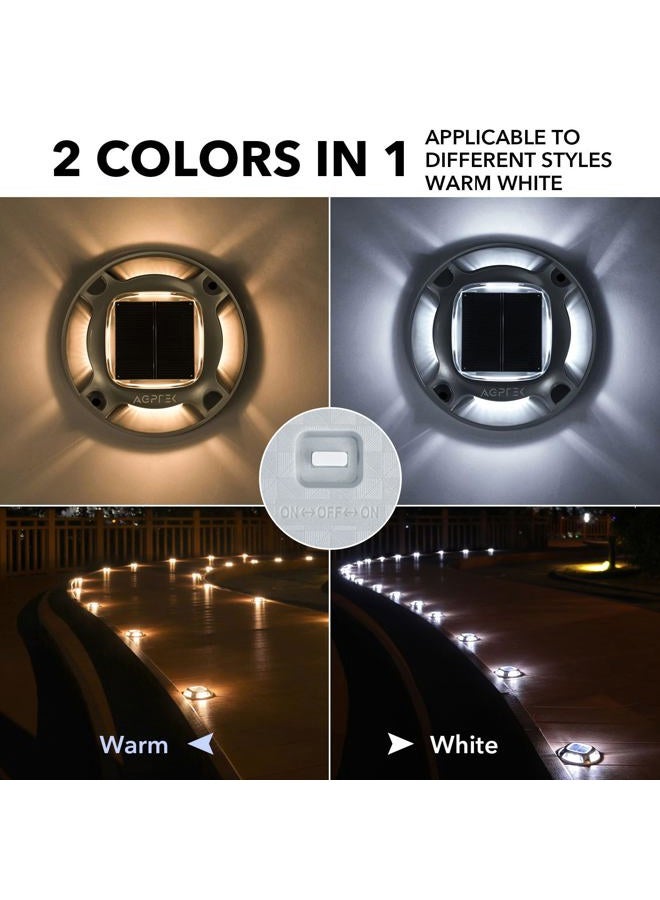 AGPtek Solar Driveway Lights Outdoor 12 Pack, 2 Color Modes LED Deck Dock Marine Waterproof Driveway Marker Lights for Step Sidewalk Stair Garden Pathway Walkway Yard (Warm White/Cool White) - Image 2