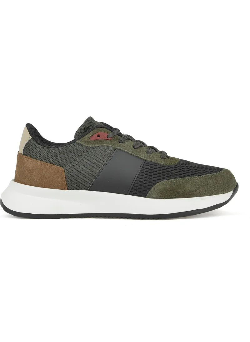 Ziya , Men's Genuine Leather Sneaker 14150Z0001 Khaki