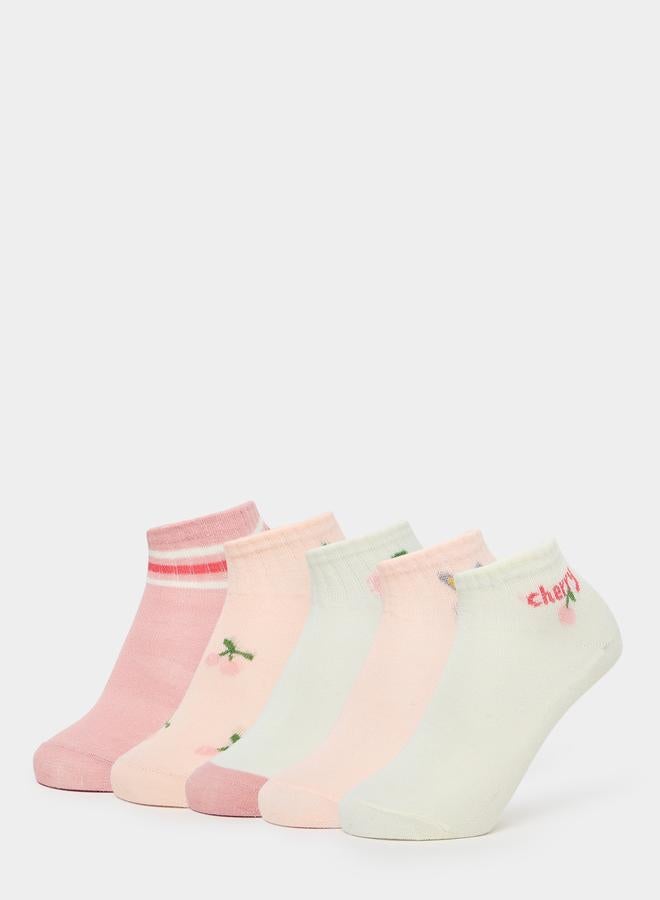 Styli Set of 5 - Cherry Print Ankle Socks - Image 1