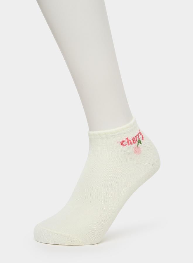 Styli Set of 5 - Cherry Print Ankle Socks - Image 4