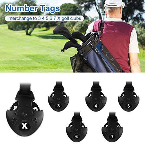 Number-one Golf Club Head Covers for Fairway Woods Driver Hybrids, 3Pcs Long Neck Mesh Golf Club Headcovers Set with Interchangeable No. Tags 3 4 5 6 7 X (Black) - Image 4