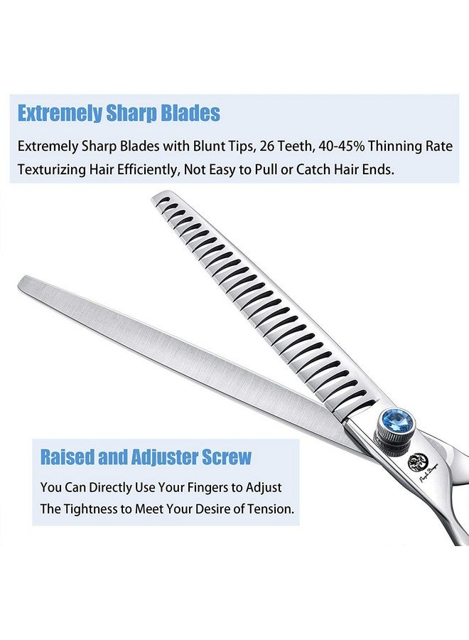 Purple Dragon 8.0" Left Handed Professional Pet/Dog Grooming Hair Cutting Scissors&Downward Curved Scissor &Chunker Shears with Bag - for Mancinism Pet Groomer or Family DIY - Image 4