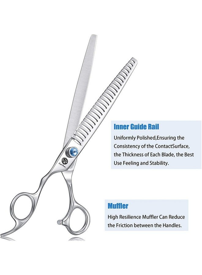 Purple Dragon 8.0" Left Handed Professional Pet/Dog Grooming Hair Cutting Scissors&Downward Curved Scissor &Chunker Shears with Bag - for Mancinism Pet Groomer or Family DIY - Image 5