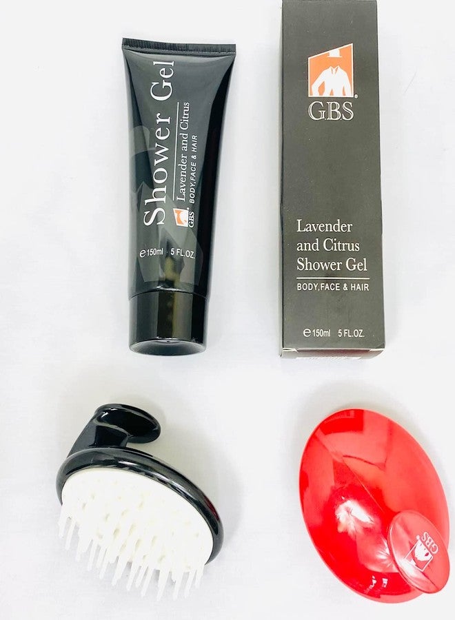 G.B.S Lavender & Citrus Shower Gel & Body Soap Wash Scalp Scrubber Shampoo Brush Set for Men and Women for Daily Use 3 in 1 For Body, Face, Hair- Fresh, Hydrating and Cleanser - Image 1