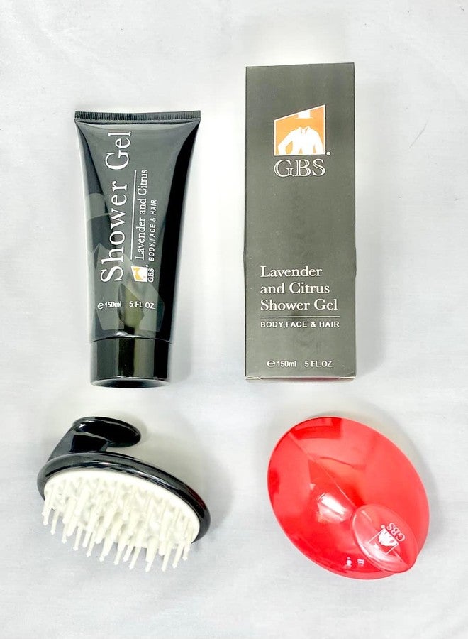 G.B.S Lavender & Citrus Shower Gel & Body Soap Wash Scalp Scrubber Shampoo Brush Set for Men and Women for Daily Use 3 in 1 For Body, Face, Hair- Fresh, Hydrating and Cleanser - Image 2