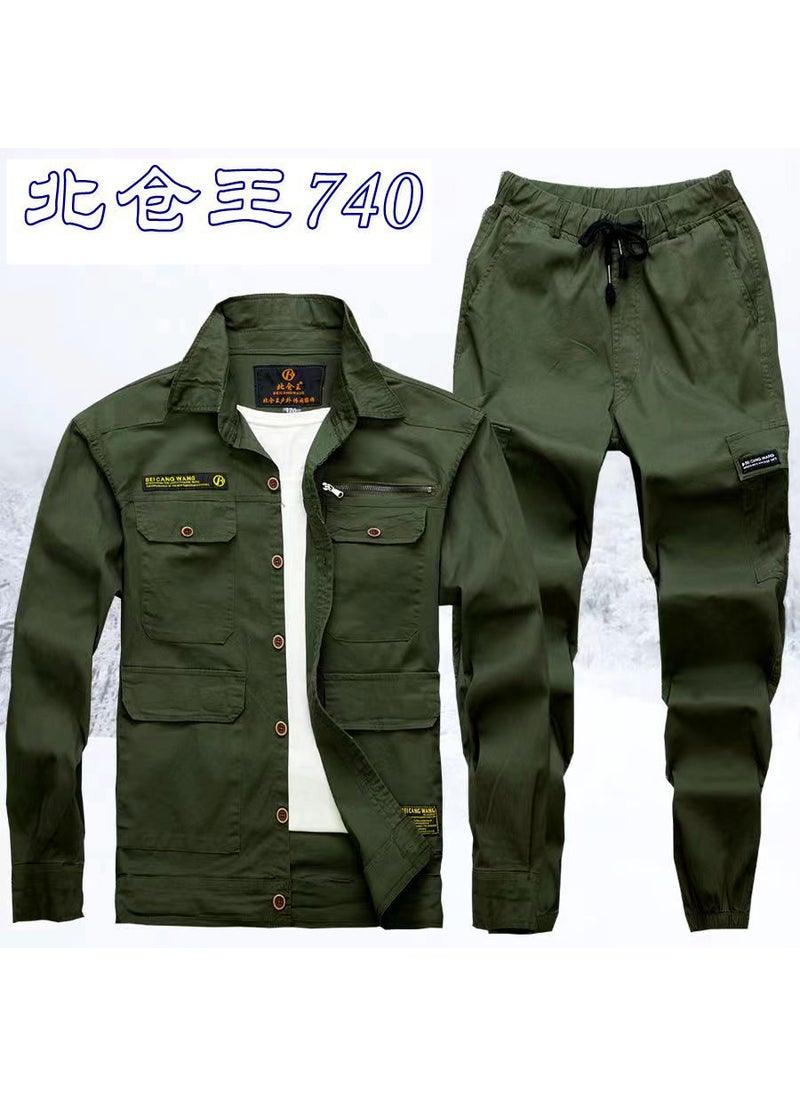 Generic Beicangwang Mens Summer Thin Long Sleeve Elastic Work Suit Wear-resistant Breathable Welding Labor Protection Suit 740 Suit 