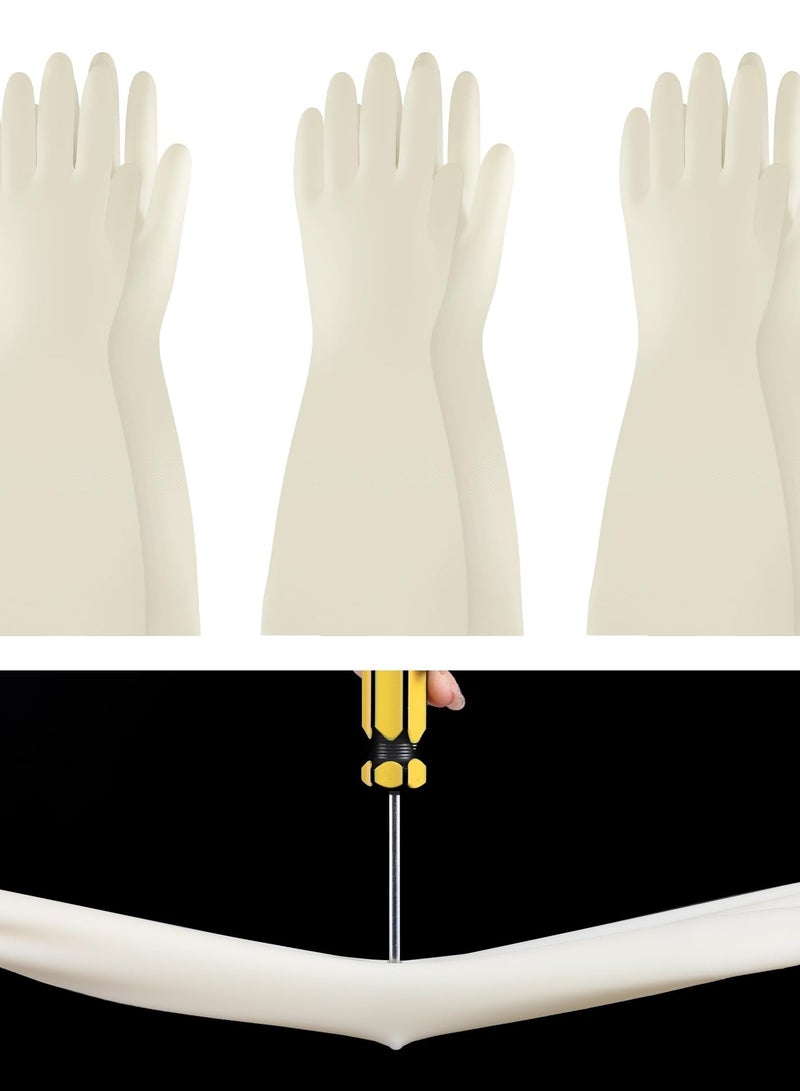 Zikra Nitrile Cleaning Gloves, Heavy Duty Long Cuff Reusable Gloves for Kitchen, Bathroom, Gardening, and More, 3 Pairs, Size M, White - Image 2