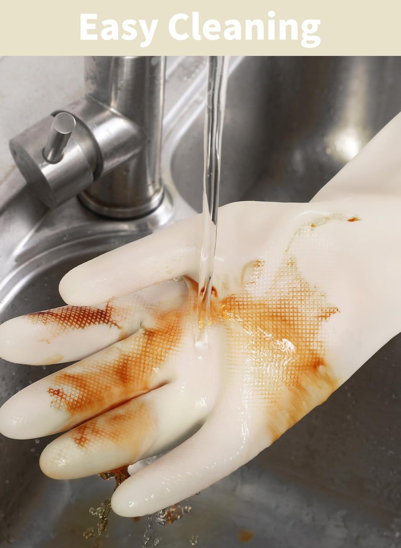 Zikra Nitrile Cleaning Gloves, Heavy Duty Long Cuff Reusable Gloves for Kitchen, Bathroom, Gardening, and More, 3 Pairs, Size M, White - Image 4