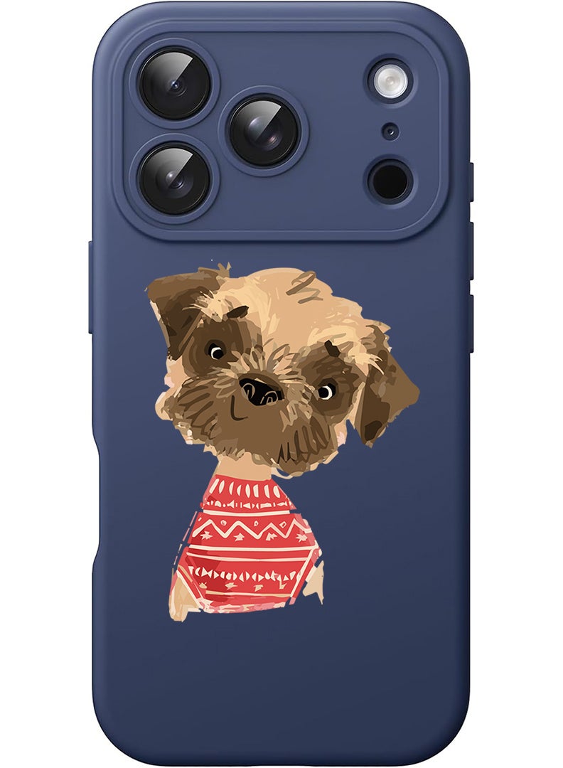 Theodor Protective Slim Fit Case Liquid Silicone Cover with Full Body Protection Anti-Scratch Shockproof Case For Apple iPhone 17 Pro (Blue) Dog - Image 1