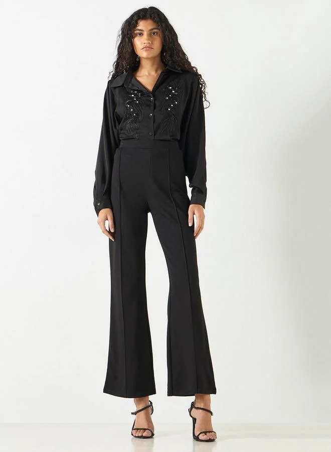 2Xtremz 2Xtremz Bead Embellished Shirt with Bishop Sleeves and Button Placket