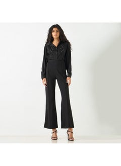 2Xtremz 2Xtremz Bead Embellished Shirt with Bishop Sleeves and Button Placket  - Image 3