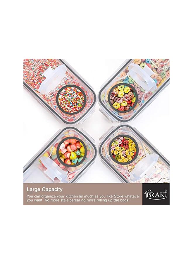 IAF Cereal & Dry Food Storage Containers, Airtight Plastic Kitchen Storage Organizer, Set of 6 [2.5L / 85.4oz] for Sugar, Flour, Snack, Baking Supplies, BPA Free Stackable Boxes with Locking Lids - Image 5