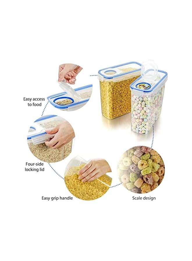 IAF Cereal & Dry Food Storage Containers, Airtight Plastic Kitchen Storage Organizer, Set of 6 [2.5L / 85.4oz] for Sugar, Flour, Snack, Baking Supplies, BPA Free Stackable Boxes with Locking Lids - Image 4