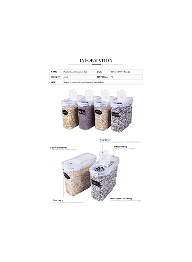 IAF Cereal & Dry Food Storage Containers, Airtight Plastic Kitchen Storage Organizer, Set of 6 [2.5L / 85.4oz] for Sugar, Flour, Snack, Baking Supplies, BPA Free Stackable Boxes with Locking Lids - Image 3