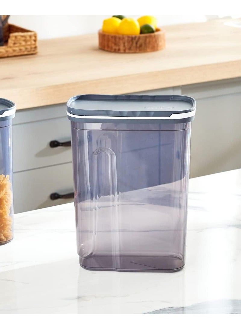 فولي لايف حاوية تخزين فولي لايف سلايدر، سعة ٤ لتر، رمادية شفافة | صندوق حبوب وأغذية جافة سهل الوصول - Image 1