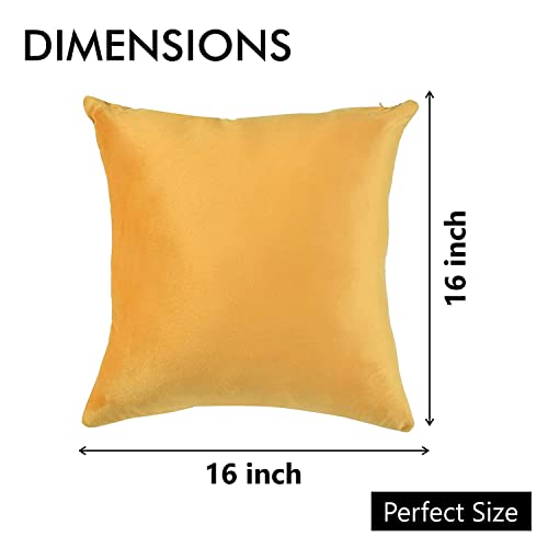 Yellow Weaves Velvet Super Soft Cushion Cover 16 X 16 Inches, Pack of 5 Pieces, (Multi 2), 300 TC - Image 4