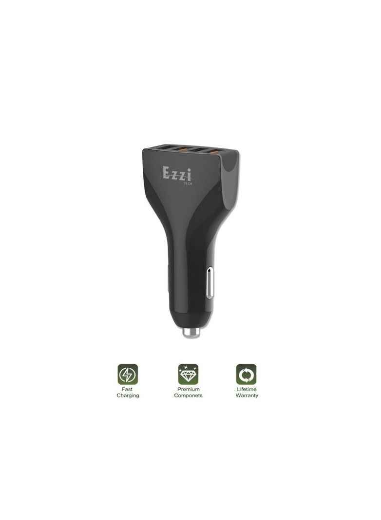 إززي تيك شاحن سيارة 4 منافذ من عزي تك ، أسود - Image 2