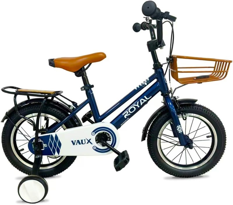 Vaux Royal 16-Inch Kids Road Bike | 16-Inch Wheel Size | Adjustable Seat | With Handbrake, Training Wheels And Side Stand | Blue Color - Image 1