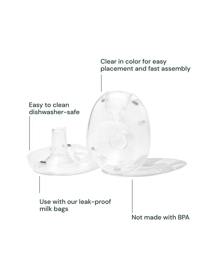 Willow 3.0 Breast Pump Flanges, 21mm, 2 Ct, Breast Shields for Willow 3.0 Wearable Double Electric Breast Pump, Pair with Willow Spill Proof Breast Milk Bags, Clear - Image 2