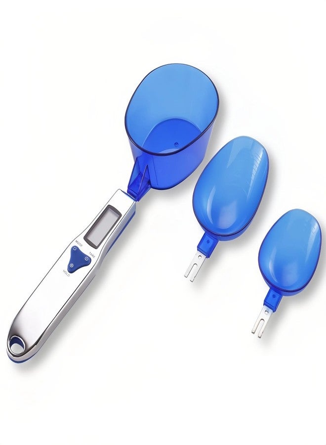 Cuifati Yoidesu Digital Kitchen Scale, Electronic Gram Measuring Spoon, 500g/0.1g Blue Cute Digital Weight Scale Spoon with 3 Measuring Spoons for Portioning Milk, Tea, Flour, Spices, Medicine - Image 1