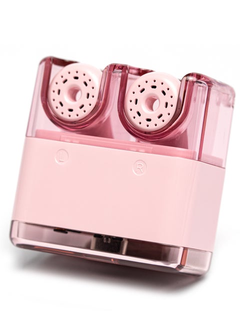 Transparent Creative Noise Cancelling Bluetooth Headphones Small and Portable Sports Music Headphones with Charging Case Pink Available for iPhone, Android