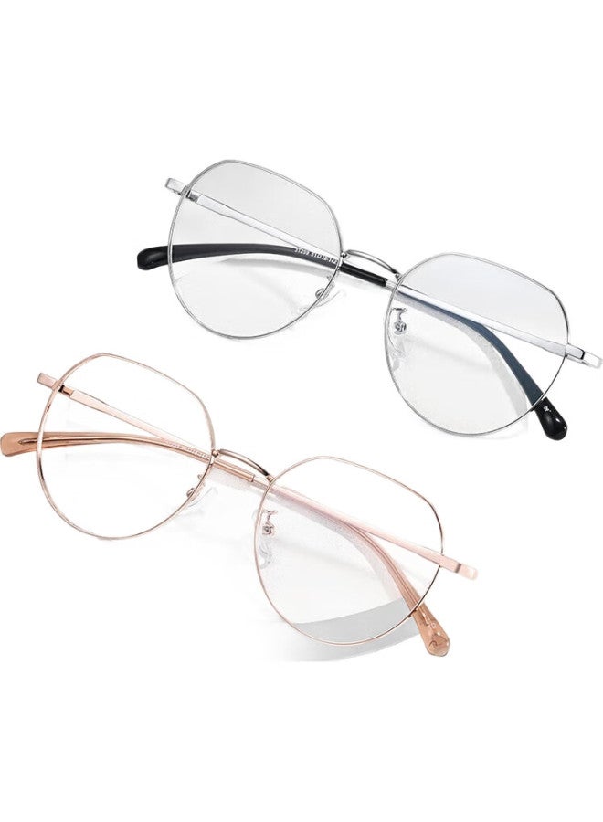 Mirror State Jingbang Myopia Gl Women Plain Light Blue Light Gl Men Polygon Frame Eye Protection Can Be Equipped With Degree Gl Rose Gold - Image 3