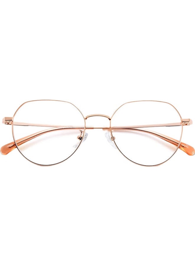 Mirror State Jingbang Myopia Gl Women Plain Light Blue Light Gl Men Polygon Frame Eye Protection Can Be Equipped With Degree Gl Rose Gold - Image 2