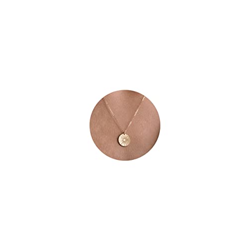 VRIUA Sun Necklace for Women 14k Gold Plated Dainty Disc Sun Pendant Gold Coin Necklace Minimalist Simple Jewelry - Image 1