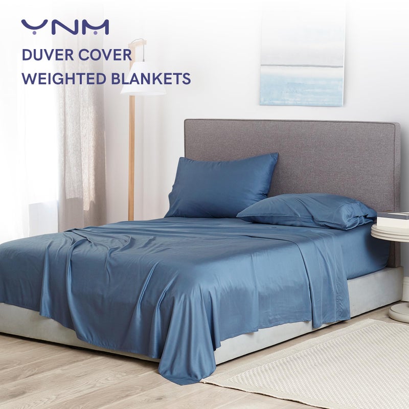 YnM Exclusive Cooling Duvet Cover for Weighted Blankets with 16 Strings (Blue Grey, 48"x 72") - Image 2