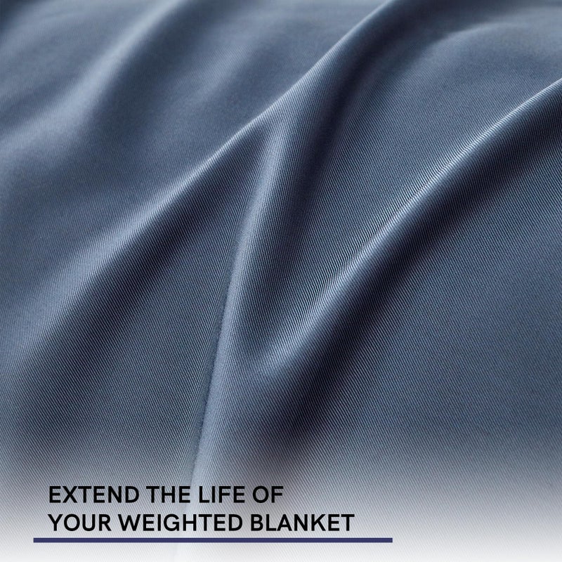 YnM Exclusive Cooling Duvet Cover for Weighted Blankets with 16 Strings (Blue Grey, 48"x 72") - Image 4