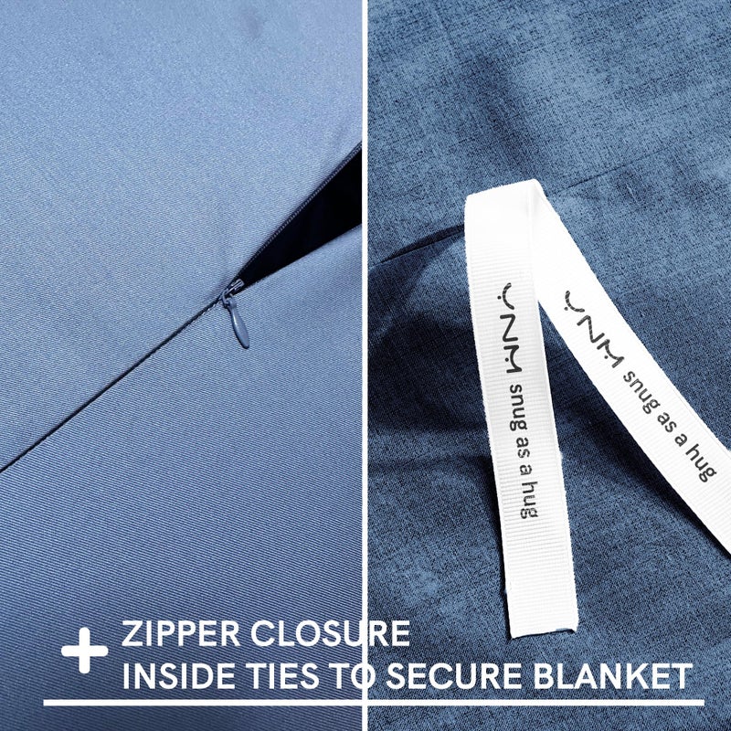 YnM Exclusive Cooling Duvet Cover for Weighted Blankets with 16 Strings (Blue Grey, 48"x 72") - Image 3