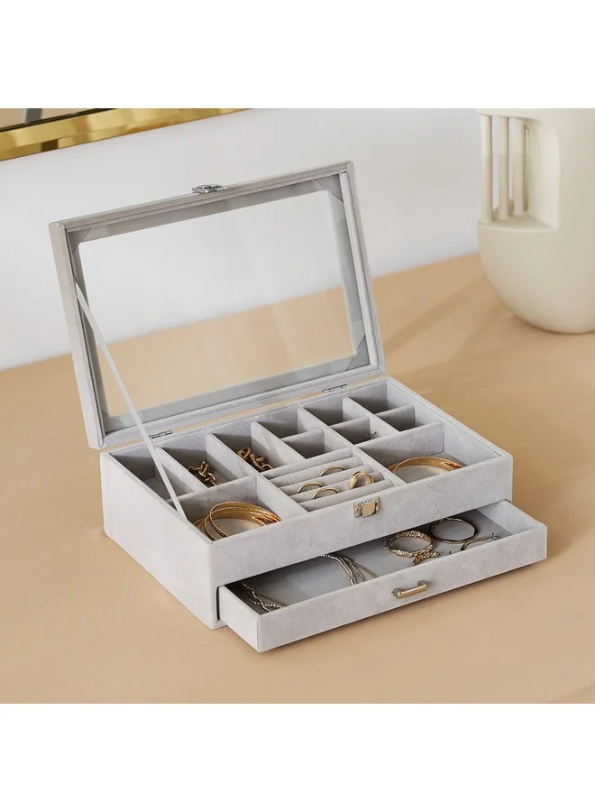 Home Box Velour 2-Tier Jewellery Organiser 30 x 10 x 20 cm