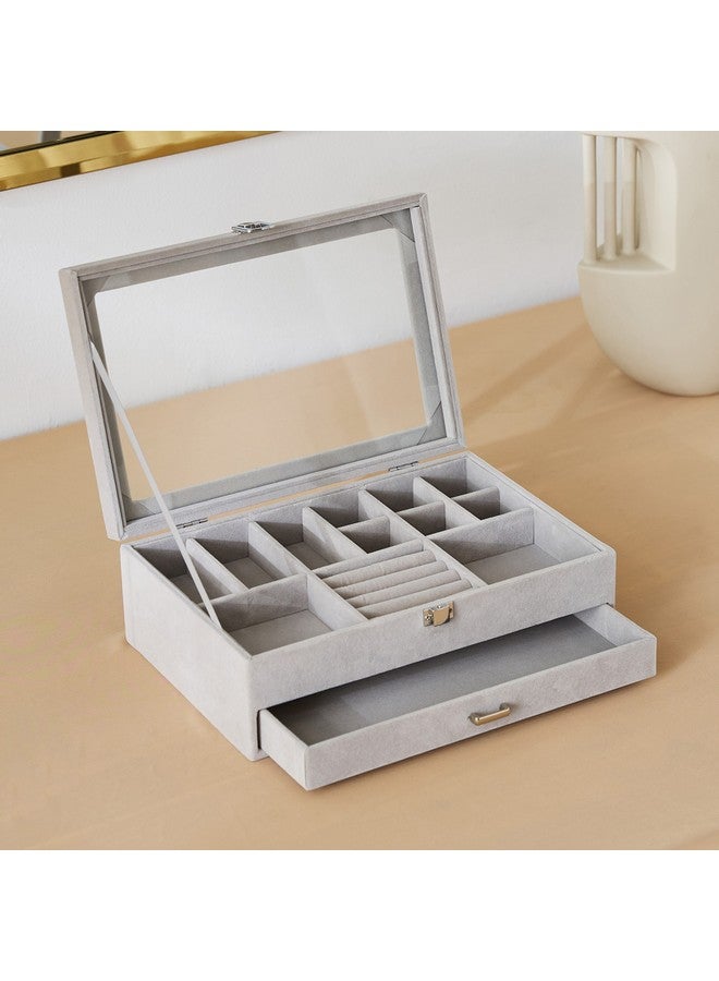 Home Box Velour 2-Tier Jewellery Organiser 30 x 10 x 20 cm - Image 2